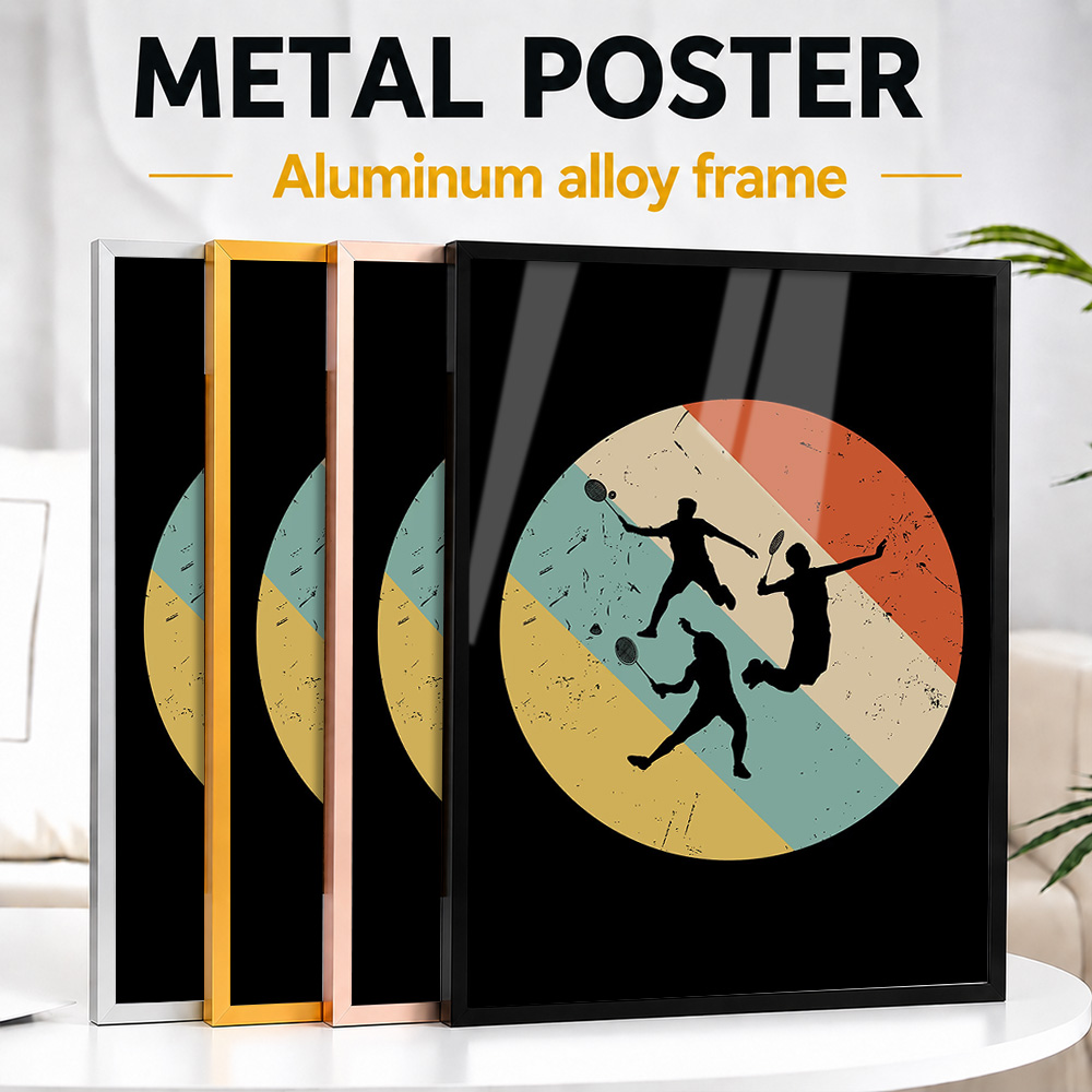 Badminton Photo - Badminton Speler Retro Metalen Poster Met