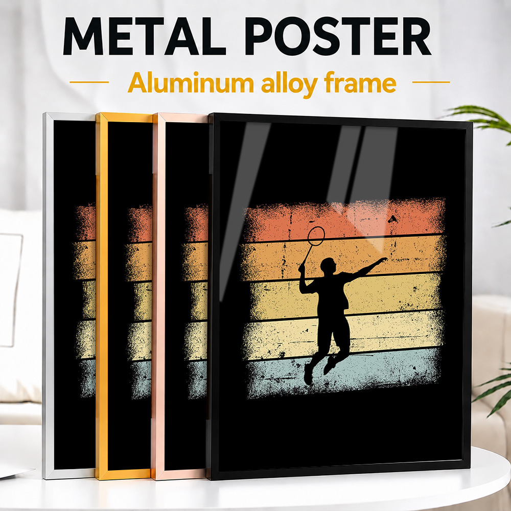 Badminton Photo - Badminton Retro Ingelijste Aluminium Metalen Poster,