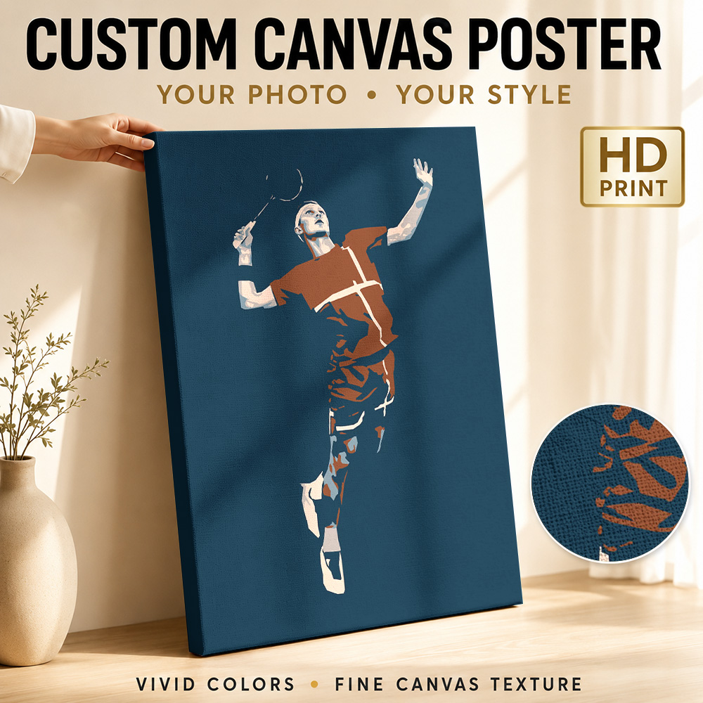 Badminton Photo - Badminton Speler Silhouet Canvas Print Poster